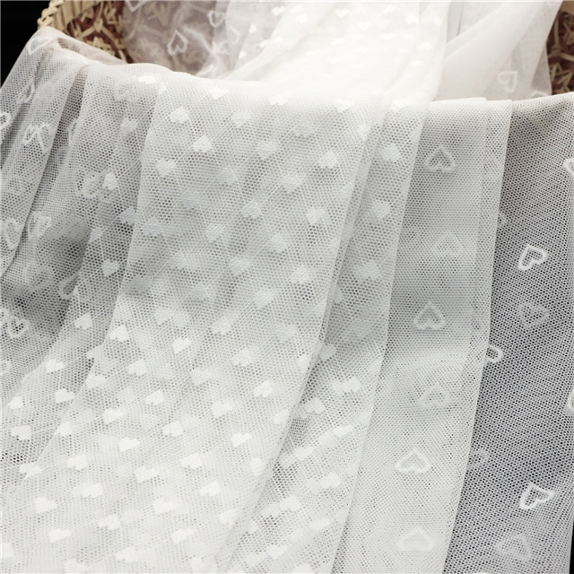 92% brocade and 8% spandex 2 ways cute peach heart white lace jacquard mesh fabric 1#,50*150cm(19.7*59.1