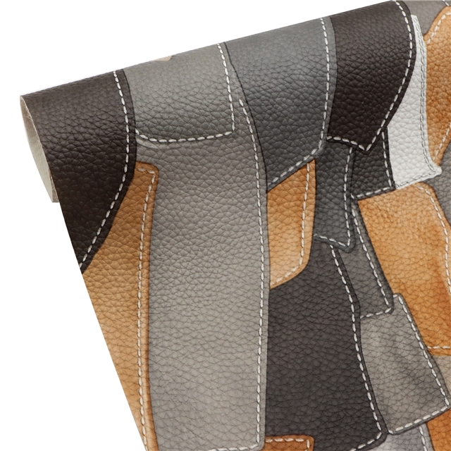 synthetic leather retro splicing simulation PVC synthetic leather 30*140cm(11.8*55.1