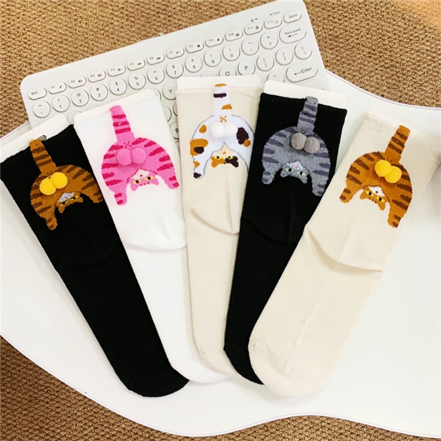 free size cute cat series tube socks