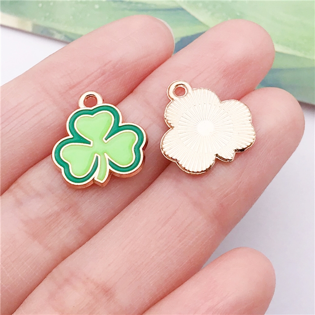 zinc alloy st patricks shamrock drop oil alloy pendant
