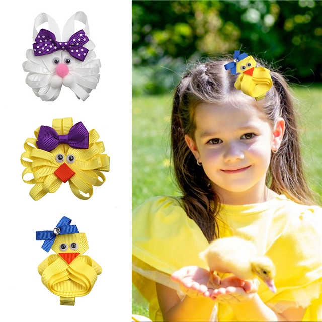 easter cute chick rabbit ribbed hair clip