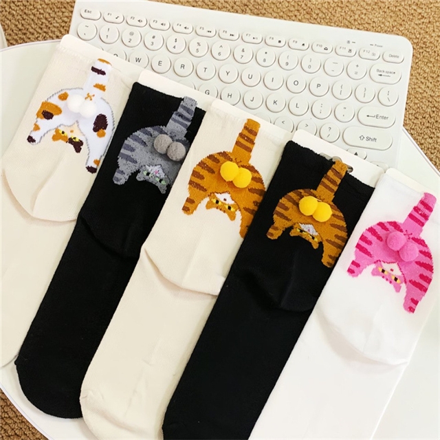 free size cute cat series tube socks