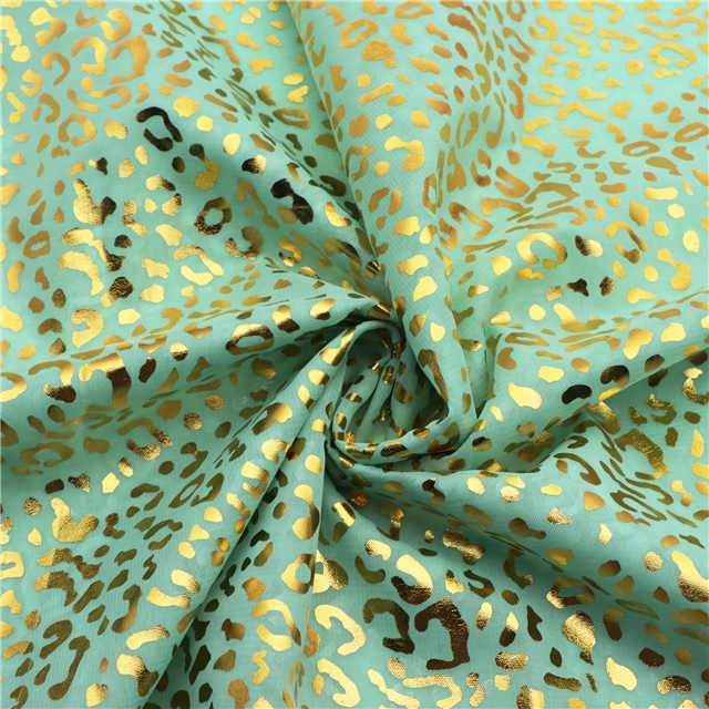 hot gold leopard pattern chiffon fabric 13#blue green,50*150cm(19.7*59.1