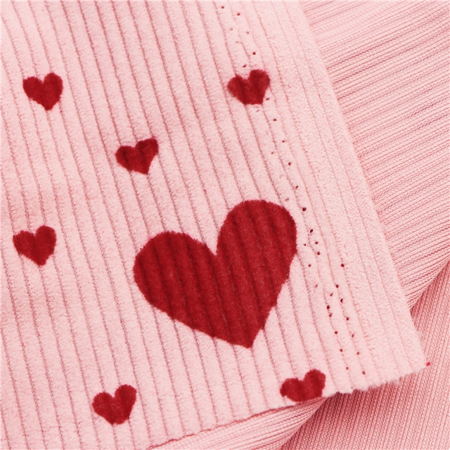 16w velvet heart printed polyester corduroy fabric