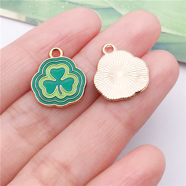 zinc alloy st patricks shamrock drop oil alloy pendant