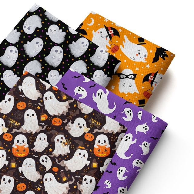 polyester cotton halloween ghost series polyester cotton fabric set (4 pcs/set) polyester cotton fabric,50*45cm(19.7*17.7