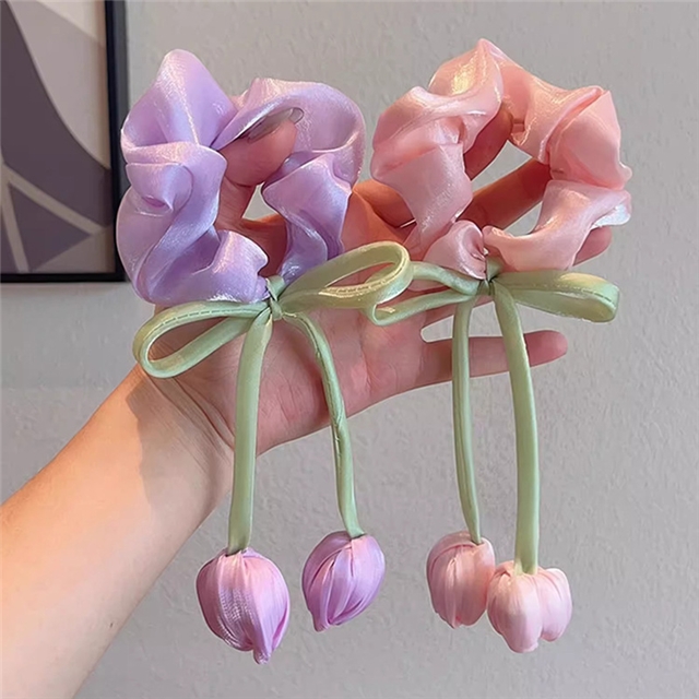 tulip flower large intestine hair ring
