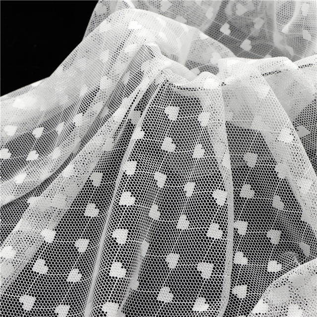 92% brocade and 8% spandex 2 ways cute peach heart white lace jacquard mesh fabric 1#,50*150cm(19.7*59.1