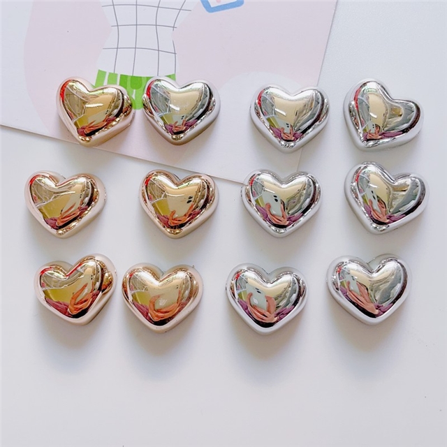 plastic/resin Electroplating metal color heart 3D resin