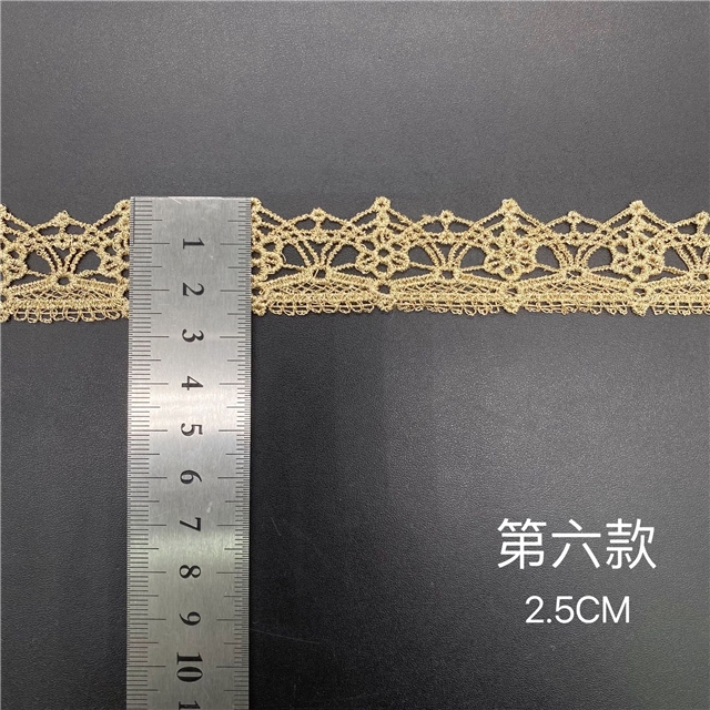 gold and silver thread double sided gold thread embroidery hollow lace 6#,2.5cm(1