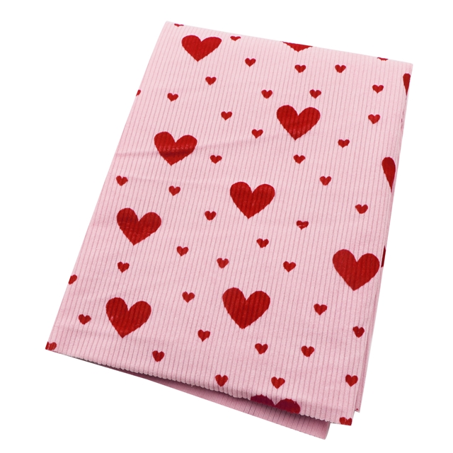 16w velvet heart printed polyester corduroy fabric