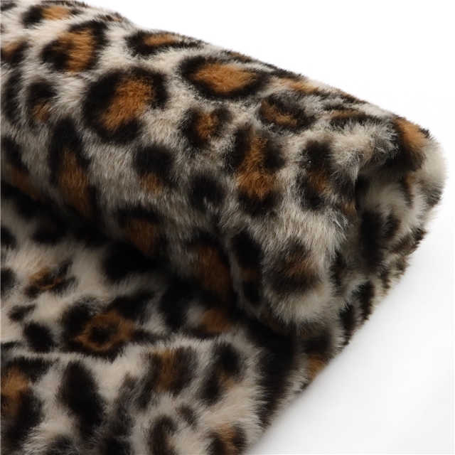 polyester fiber Rabbit fur leopard print velvet fabric