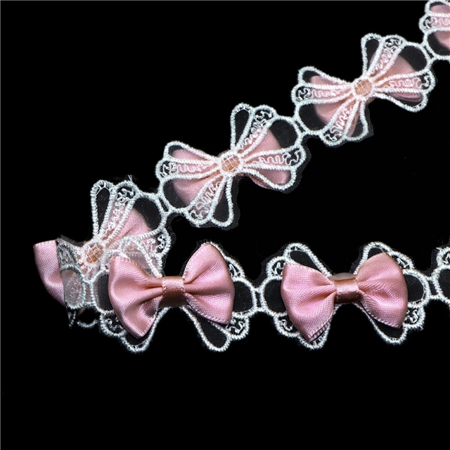 mesh satin ribbon bow lace cameo brown,1yard