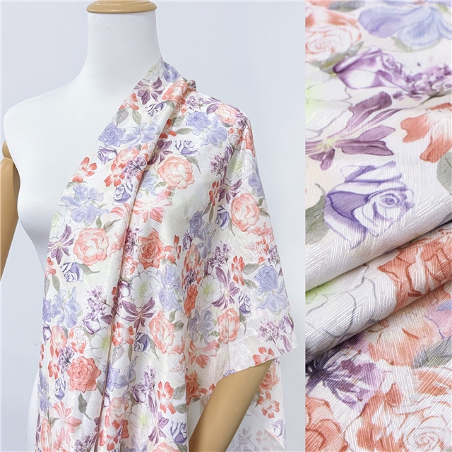 flower herringbone pattern twill 100％ polyester fabric