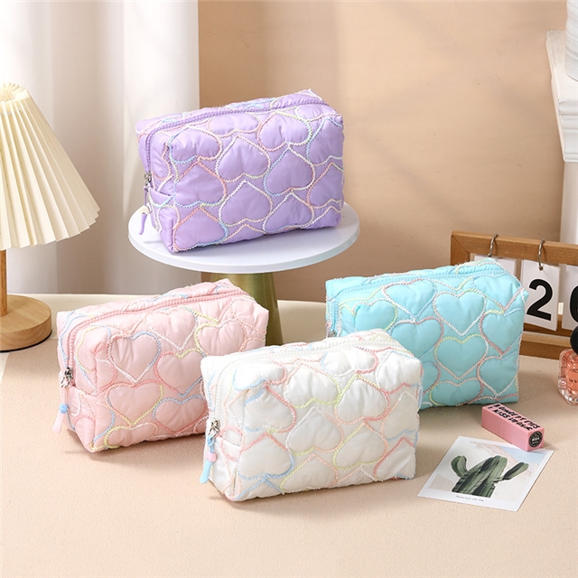 embroidered heart quilted fabric