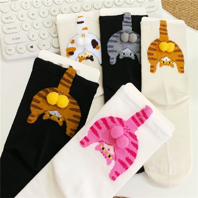 free size cute cat series tube socks