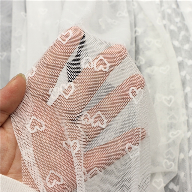 92% brocade and 8% spandex 2 ways cute peach heart white lace jacquard mesh fabric 1#,50*150cm(19.7*59.1