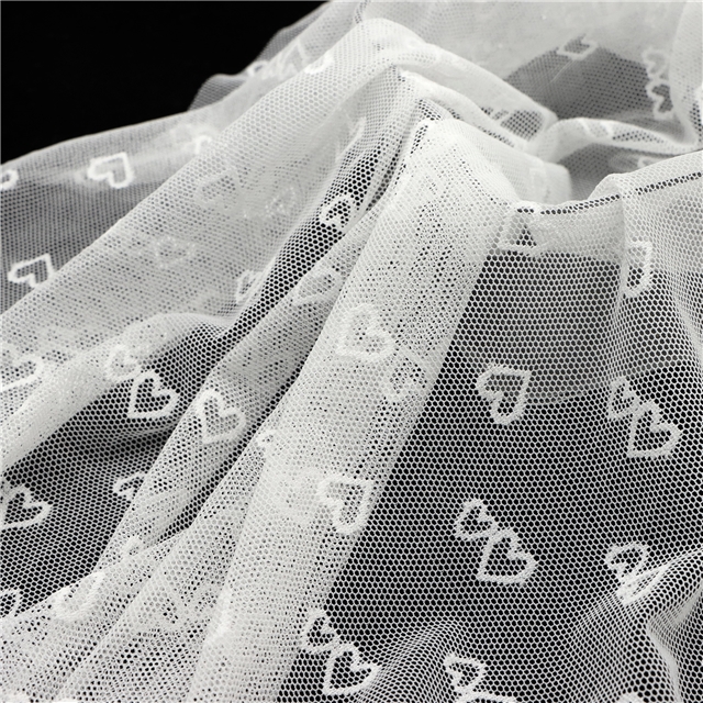 92% brocade and 8% spandex 2 ways cute peach heart white lace jacquard mesh fabric 1#,50*150cm(19.7*59.1