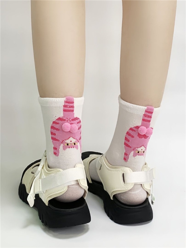 free size cute cat series tube socks