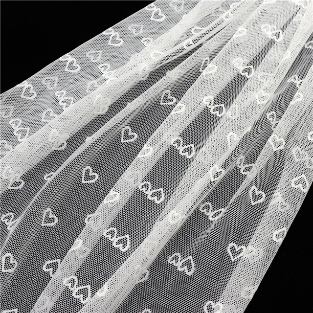92% brocade and 8% spandex 2 ways cute peach heart white lace jacquard mesh fabric 1#,50*150cm(19.7*59.1