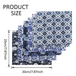 blue and white ceramic series polyester cotton fabric set (6 pcs/set), polyester cotton fabric,20*20cm