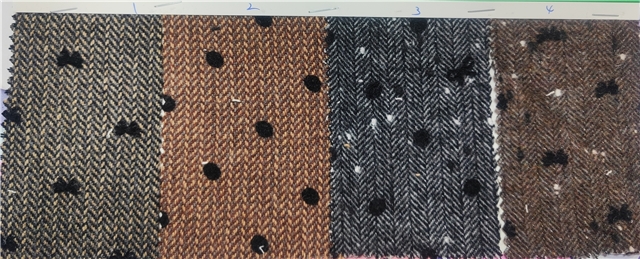 velvet dot bow brushed herringbone wool fabric