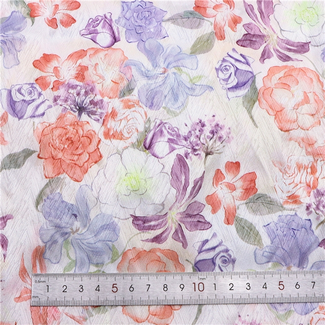 flower herringbone pattern twill 100％ polyester fabric
