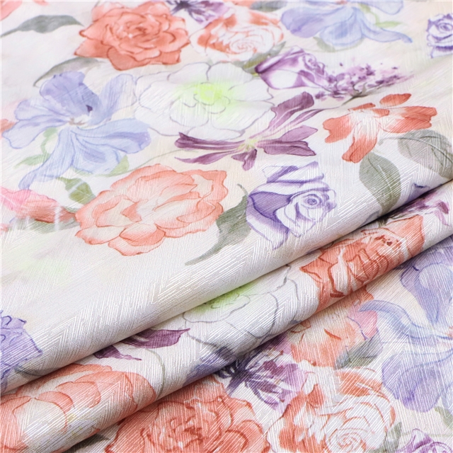 flower herringbone pattern twill 100％ polyester fabric