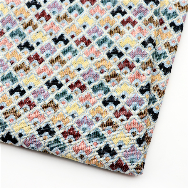 ethnic style geometric diamond patterned jacquard fabric