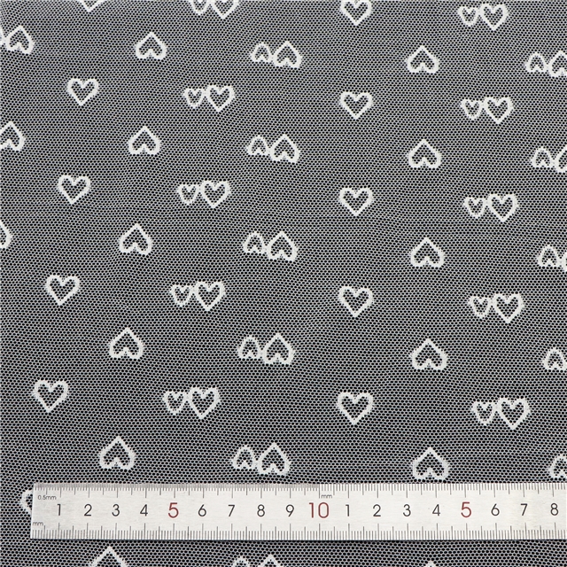 92% brocade and 8% spandex 2 ways cute peach heart white lace jacquard mesh fabric 1#,50*150cm(19.7*59.1