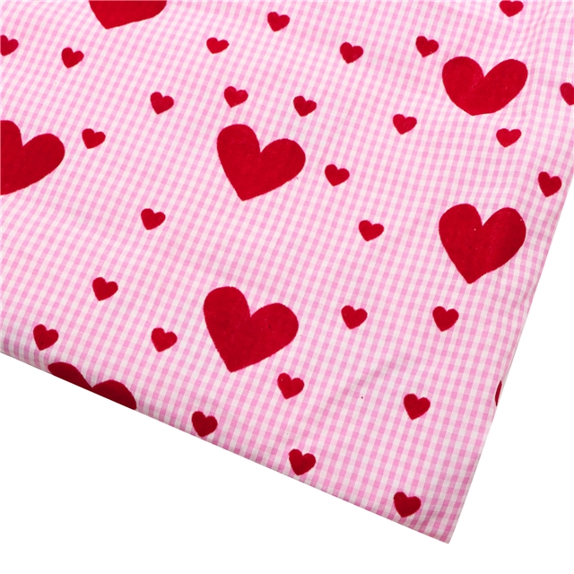 100% polyester velvet heart grid polyester fabric