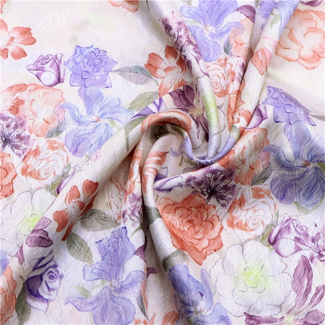 flower herringbone pattern twill 100％ polyester fabric