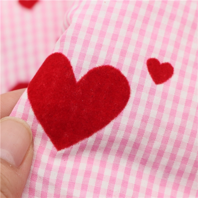 100% polyester velvet heart grid polyester fabric