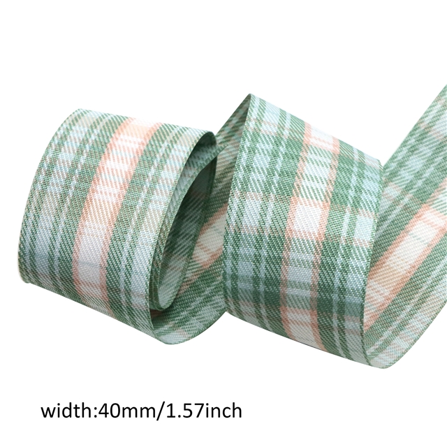 polyester+cotton double sided jk lattice college style ribbon 40mm(1.6