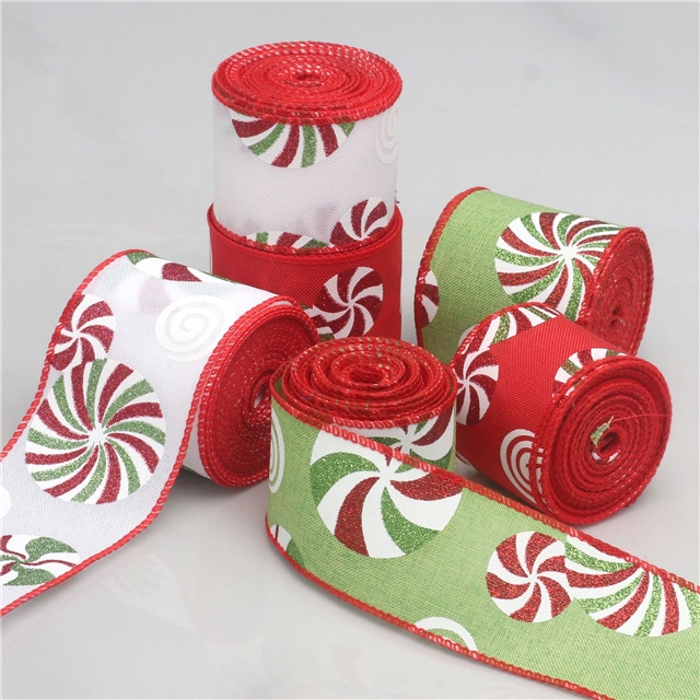 faux linen christmas powder candy imitation hemp edge iron ribbon