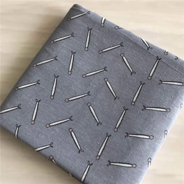 cartoon fruit leaves, linen printed fabric
