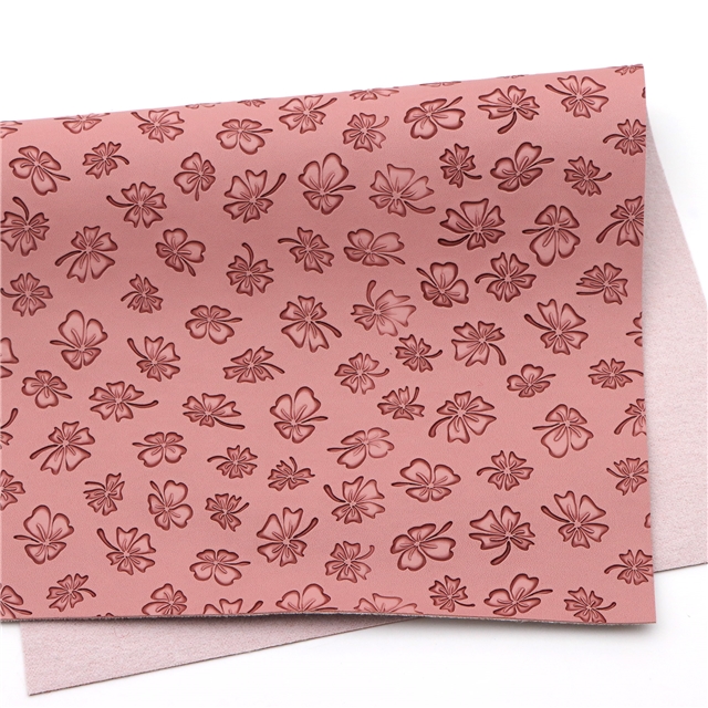synthetic leather plain flowers indentation faux leather 