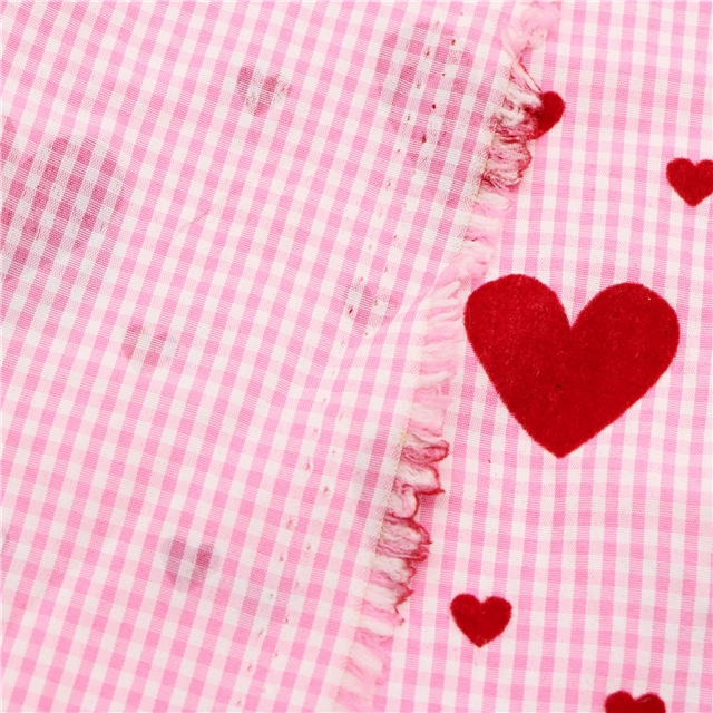 100% polyester velvet heart grid polyester fabric