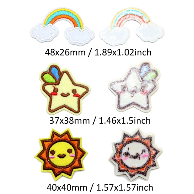 with back glue fabric star sun rainbow embroidery patch (3 pcs/pack,with back glue)