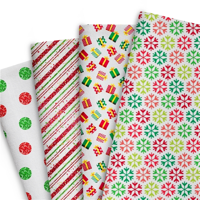 polyester cotton christmas series polyester cotton fabric set (4 pcs/set)