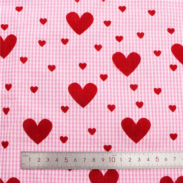100% polyester velvet heart grid polyester fabric