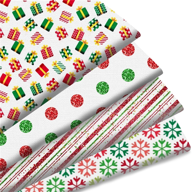 polyester cotton christmas series polyester cotton fabric set (4 pcs/set)