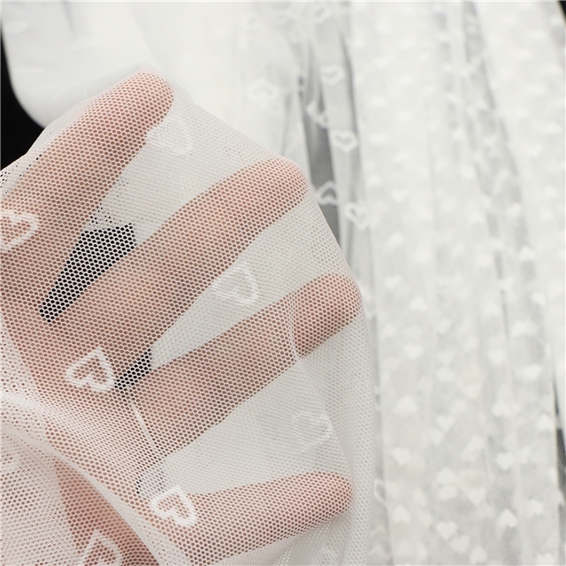 92% brocade and 8% spandex 2 ways cute peach heart white lace jacquard mesh fabric 1#,50*150cm(19.7*59.1