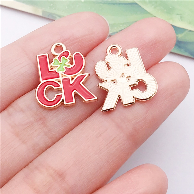 zinc alloy st patricks shamrock drop oil alloy pendant