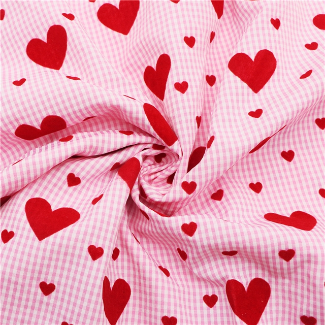 100% polyester velvet heart grid polyester fabric