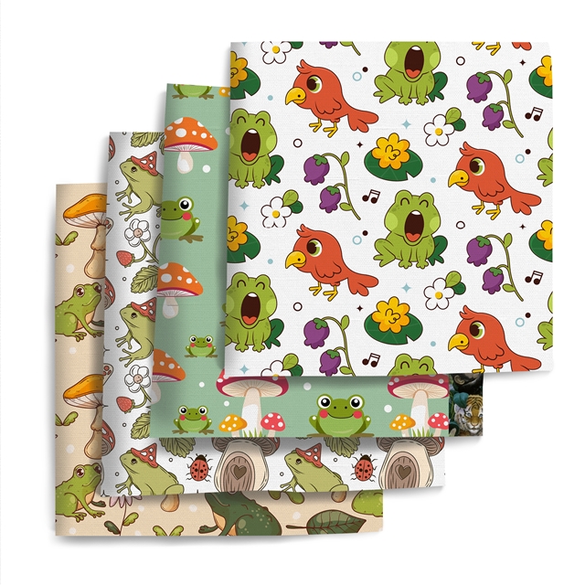 polyester cotton frog series polyester cotton fabric set (4 pcs/set)