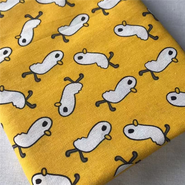 cartoon fruit leaves, linen printed fabric