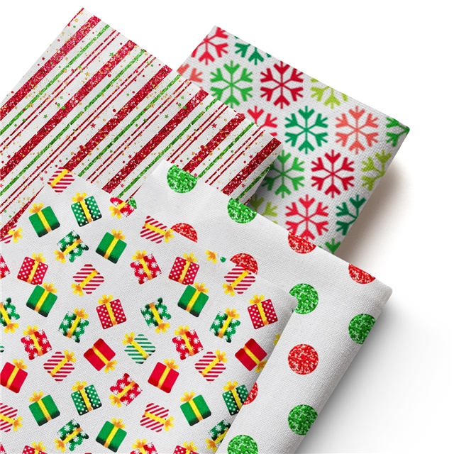 polyester cotton christmas series polyester cotton fabric set (4 pcs/set)