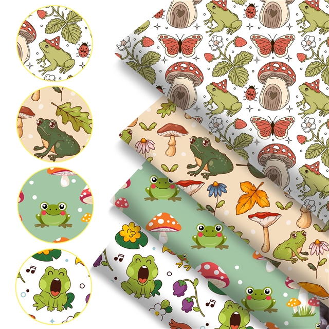 polyester cotton frog series polyester cotton fabric set (4 pcs/set)