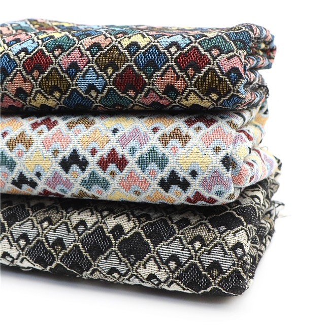 ethnic style geometric diamond patterned jacquard fabric
